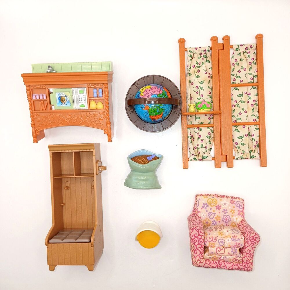 Fisher Price Loving Family Dollhouse Chairs Sink Globe Coffee Beans Lot of 7